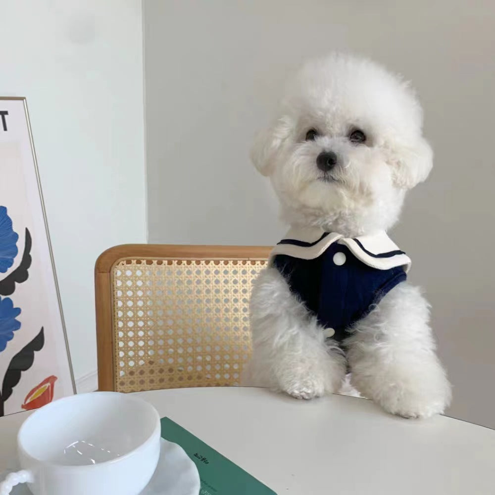 HKM-4752189 Sailor Collar Casual Vest for Pets - Long Sleeve in Dark Blue, Light Blue, Pink
