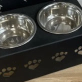 HKM-4752573 Personalized Wrought Iron Dog Food Bowl Rack with Custom Name Option