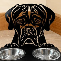 HKM-4752573 Personalized Wrought Iron Dog Food Bowl Rack with Custom Name Option