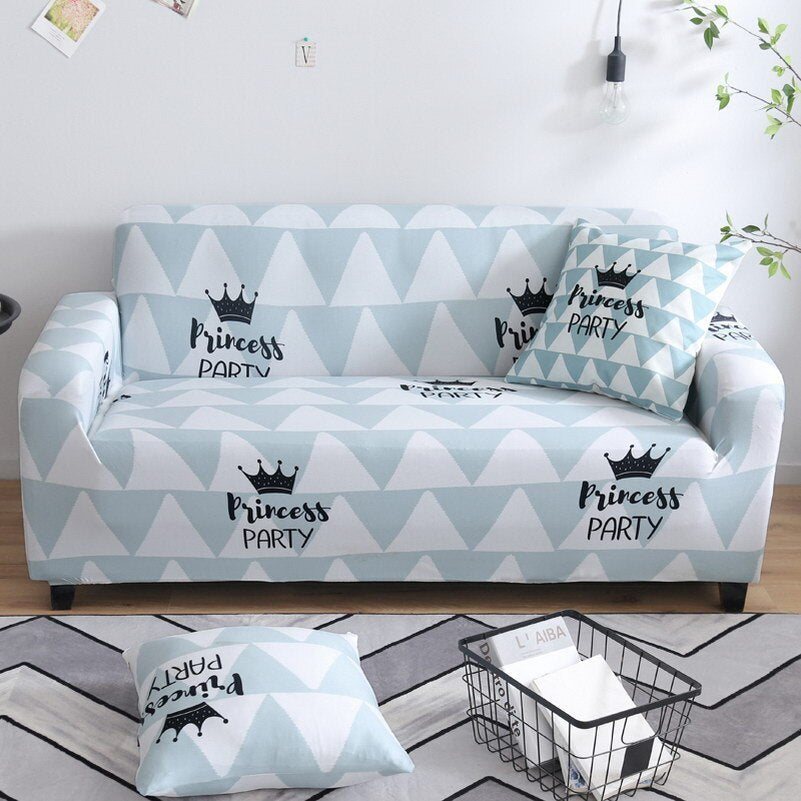 HKM-475283 Geometric Design Polyester Slipcover for Two-Seat Sofas – Modern Simple Style