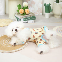 HKM-4752957 Casual Polyester Pet Clothing with Minimalist Print in Blue, Green, and Light Yellow
