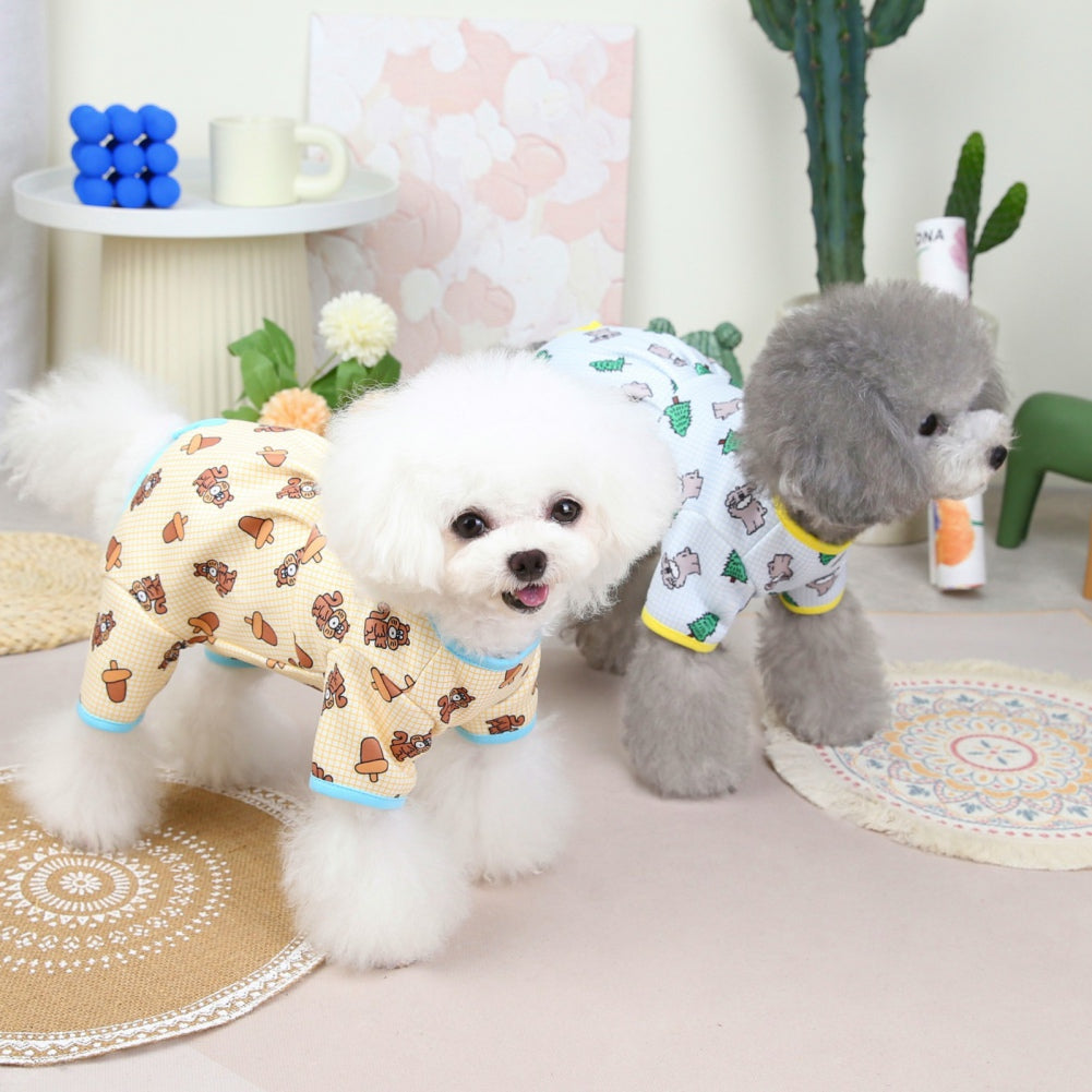 HKM-4752957 Casual Polyester Pet Clothing with Minimalist Print in Blue, Green, and Light Yellow