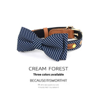 HKM-4754365 Detachable Bow Dog Collar in White, Wine Red, and Dark Blue - Personalized Options Available