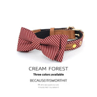 HKM-4754365 Detachable Bow Dog Collar in White, Wine Red, and Dark Blue - Personalized Options Available