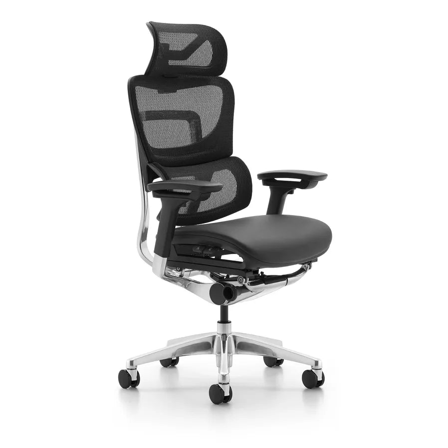 HKM-475603 Elegant Black Leather Office Chair for Executives and Guests, Adjustable Height with Contemporary Design