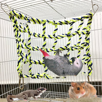 HKM-475603 Small Pet Climbing Net and Hammock for Parrots, Hamsters, Squirrels, and Gliders - Soft, Eco-Friendly Material with 4 Hardware Buckles, 20x28CM