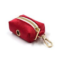 HKM-4756157 Red Thick Velvet Pet Collar and Leash Set with Gold Buckle and Bow Tie for Christmas