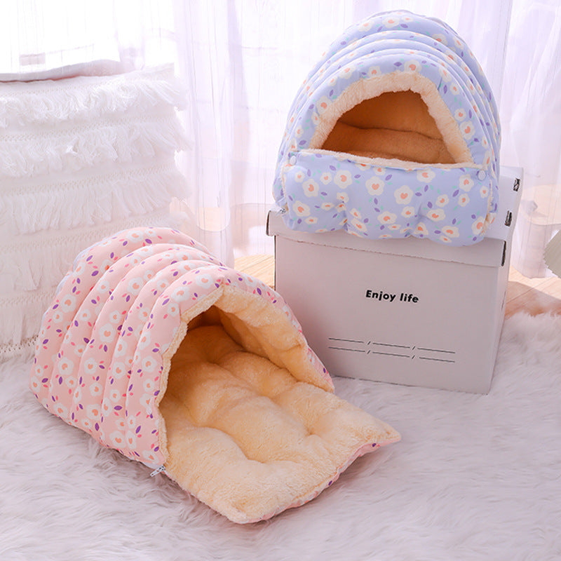 HKM-4756413 Cozy Removable Cat Nest Bed in Assorted Floral Designs for Cats Up to 15kg