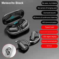 HKM-475667 Wireless Earbuds with LED Display and Ear Hook Design