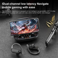 HKM-475667 Wireless Earbuds with LED Display and Ear Hook Design