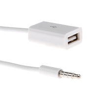 HKM-475731 USB to 3.5mm Male AUX Audio Cable for Vehicle Navigation and Music Playback, 14cm White