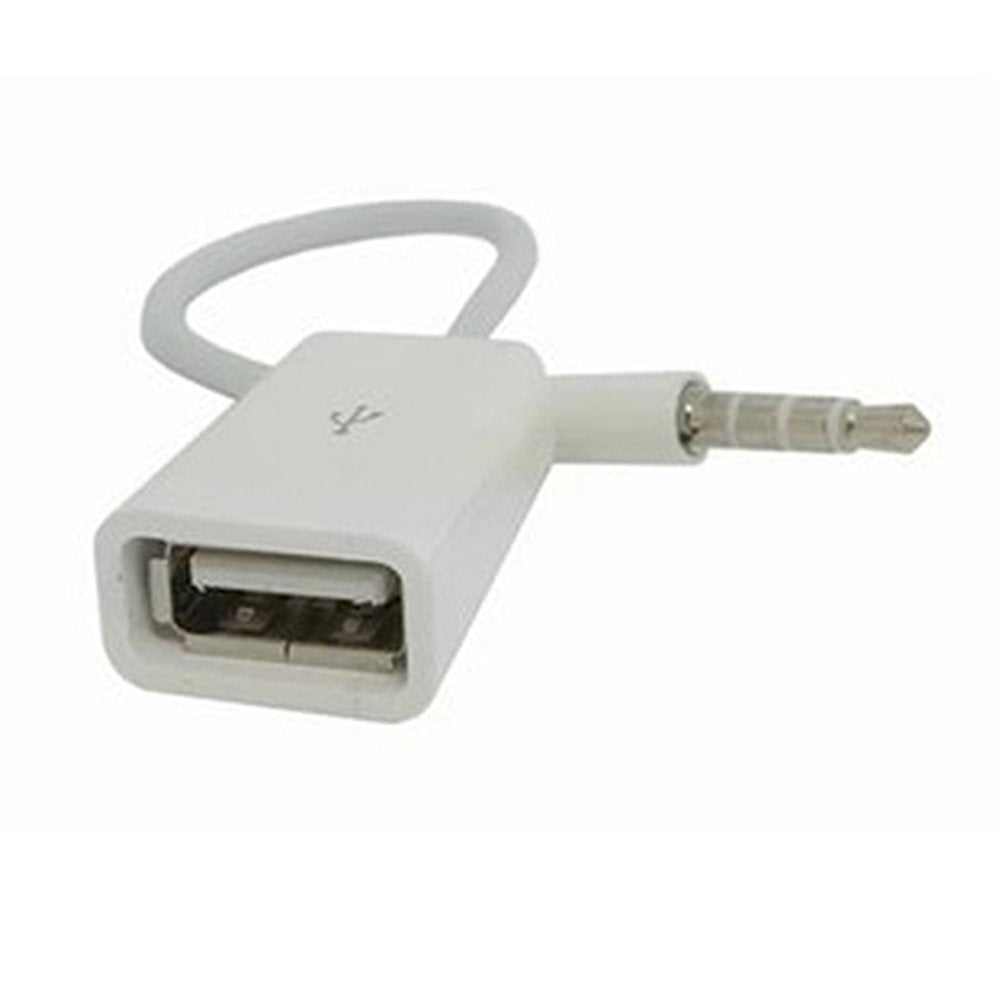 HKM-475731 USB to 3.5mm Male AUX Audio Cable for Vehicle Navigation and Music Playback, 14cm White