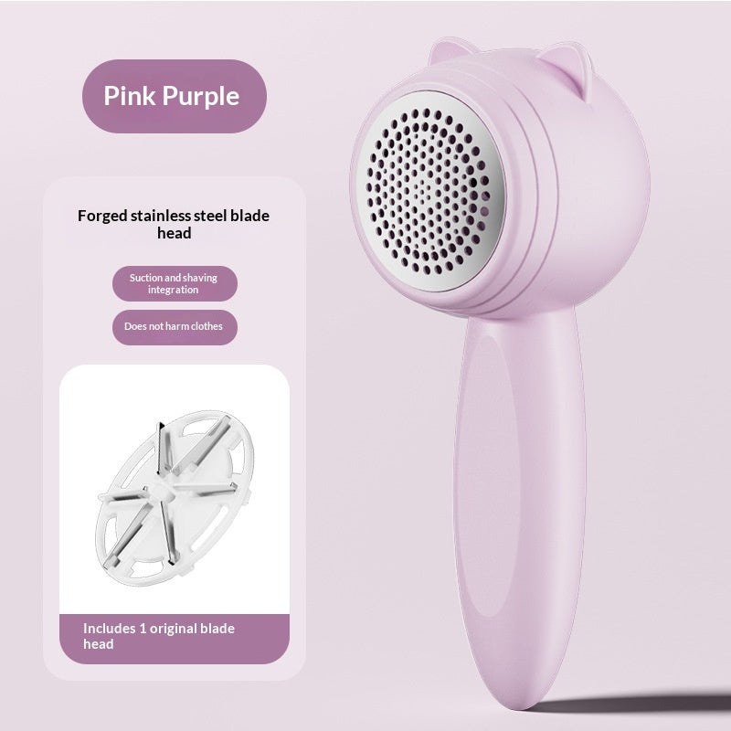 HKM-4757949 Rechargeable Portable Fur and Lint Remover for Clothes - Small Cat Hair Removal Tool in Pink Purple and Cream