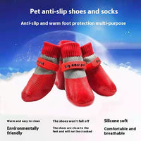 HKM-4758973 Pet Dog Waterproof Non-Slip Shoe Covers - Soft Bottom Anti-Scratch Protection for Small to Medium Dogs