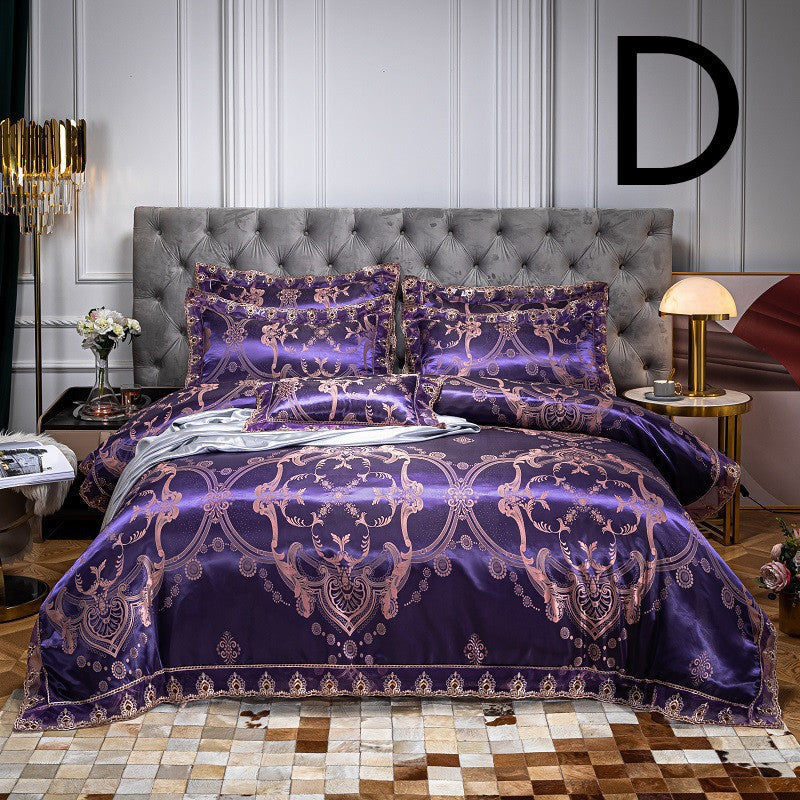 HKM-475987 Cotton Jacquard Four-Piece Bedding Set in Various Colors and Sizes