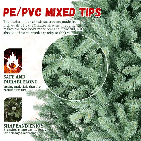 HKM-476115 Premium 7.5ft Artificial Christmas Tree with Blue Green Tint and Mixed Branch Tips