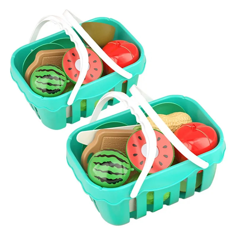HKM-476179 11-Piece Plastic Toy Kitchen Set for Kids - Magnetic Food Fruits and Vegetables Cutting Play Items