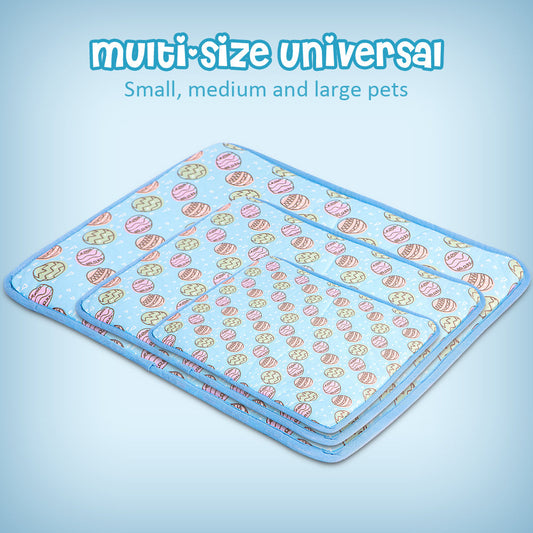 HKM-4762173 Cooling Pet Mat for Dogs and Cats - Portable Ice Blanket for Summer Use, Cotton Material in Blue and Pink