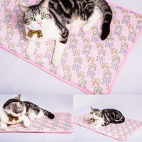 HKM-4762173 Cooling Pet Mat for Dogs and Cats - Portable Ice Blanket for Summer Use, Cotton Material in Blue and Pink