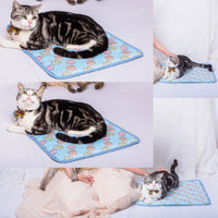 HKM-4762173 Cooling Pet Mat for Dogs and Cats - Portable Ice Blanket for Summer Use, Cotton Material in Blue and Pink