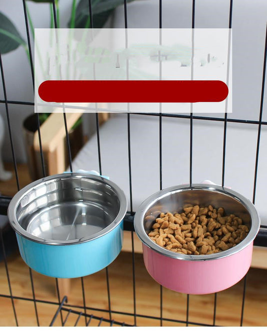 HKM-4762301 Hanging Stainless Steel Dog and Cat Bowl with Anti-Tipping Design - Available in Small and Large Sizes
