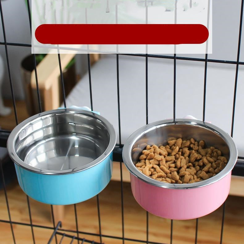 HKM-4762301 Hanging Stainless Steel Dog and Cat Bowl with Anti-Tipping Design - Available in Small and Large Sizes