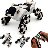 HKM-476307 Remote Control Stunt Robot Dog Toy Car with 8 Wheels, Light & Sound Features for Kids Ages 5 and Up