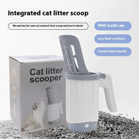 HKM-4763581 Cat Litter Cleaning Tool - Gray Plastic Cat Scoop with Integrated Spatula