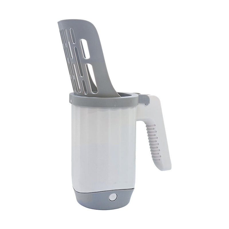 HKM-4763581 Cat Litter Cleaning Tool - Gray Plastic Cat Scoop with Integrated Spatula