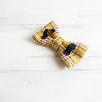 HKM-4764093 Lemon Check Handmade Dog Bow Tie Collar - Polyester, Multiple Sizes Available