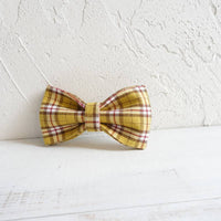 HKM-4764093 Lemon Check Handmade Dog Bow Tie Collar - Polyester, Multiple Sizes Available