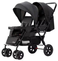 HKM-4765011 lightweight tandem twin stroller showcase with two seats in a row