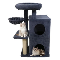 HKM-4767549 Dark Gray Multi-Level Cat Tree with 2-Tier Condo, Sisal Scratching Posts, and Anti-Toppling Device