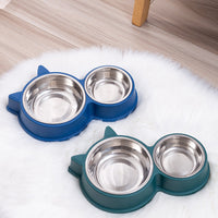 HKM-4768061 Automatic Double Bowl Pet Water Dispenser - Cat Ear Design in Pink, Blue, Yellow, and Green