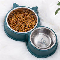 HKM-4768061 Automatic Double Bowl Pet Water Dispenser - Cat Ear Design in Pink, Blue, Yellow, and Green