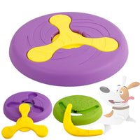 HKM-4768701 Durable Bite-Resistant UFO Toy for Pet Training - Plastic, 23.5cm Diameter, Purple & Green