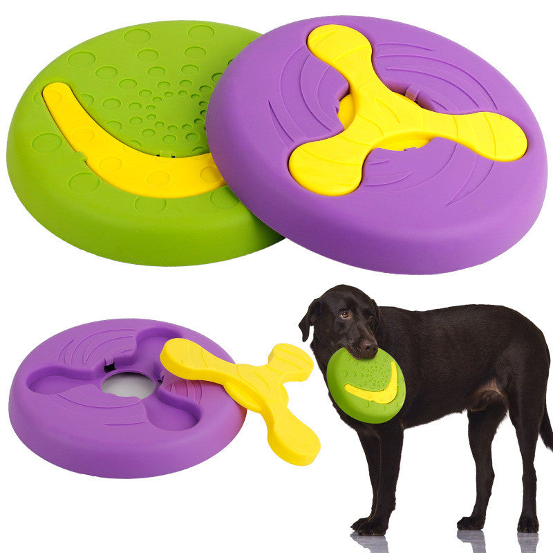 HKM-4768701 Durable Bite-Resistant UFO Toy for Pet Training - Plastic, 23.5cm Diameter, Purple & Green