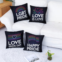 HKM-476883 Heart-Shaped Rainbow Love Pattern Pillowcase - Nordic Style, Peach Skin Fabric, No Filling