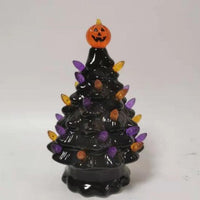 HKM-476947 Ceramic Halloween Pumpkin Tree Decoration - Glazed White Pottery Ornament