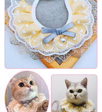 HKM-4769853 Cat Bib with Lace Trim - Cotton Polyester Saliva Towel - Universal Princess Style