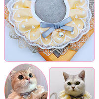 HKM-4769853 Cat Bib with Lace Trim - Cotton Polyester Saliva Towel - Universal Princess Style