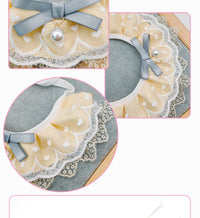 HKM-4769853 Cat Bib with Lace Trim - Cotton Polyester Saliva Towel - Universal Princess Style