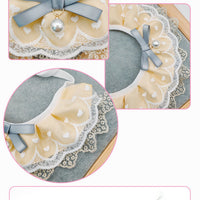 HKM-4769853 Cat Bib with Lace Trim - Cotton Polyester Saliva Towel - Universal Princess Style