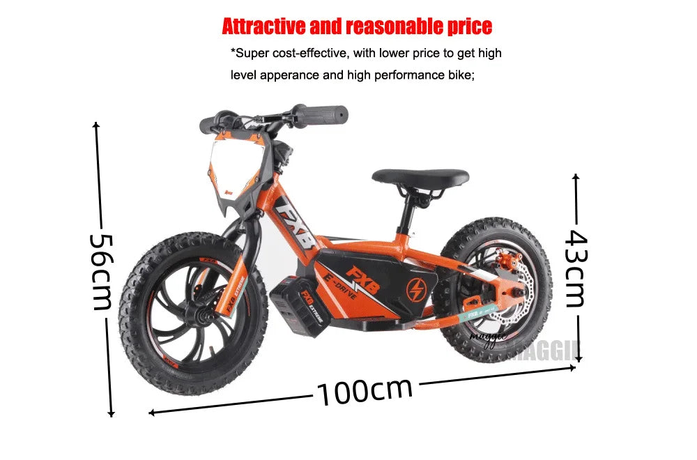 HKM-477075 Electric No-Pedal 12-Inch Balance Bike for Kids Aged 3-8 with Steel Fork and Disc Brake