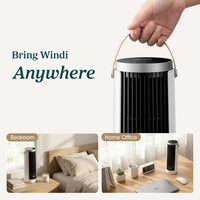 HKM-4771155 Bladeless Tower Fan, 20dB Quiet Mini Oscillating Fan, 5-Speed with 12H Timer, Portable Design, White