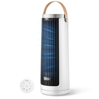 HKM-4771155 Bladeless Tower Fan, 20dB Quiet Mini Oscillating Fan, 5-Speed with 12H Timer, Portable Design, White