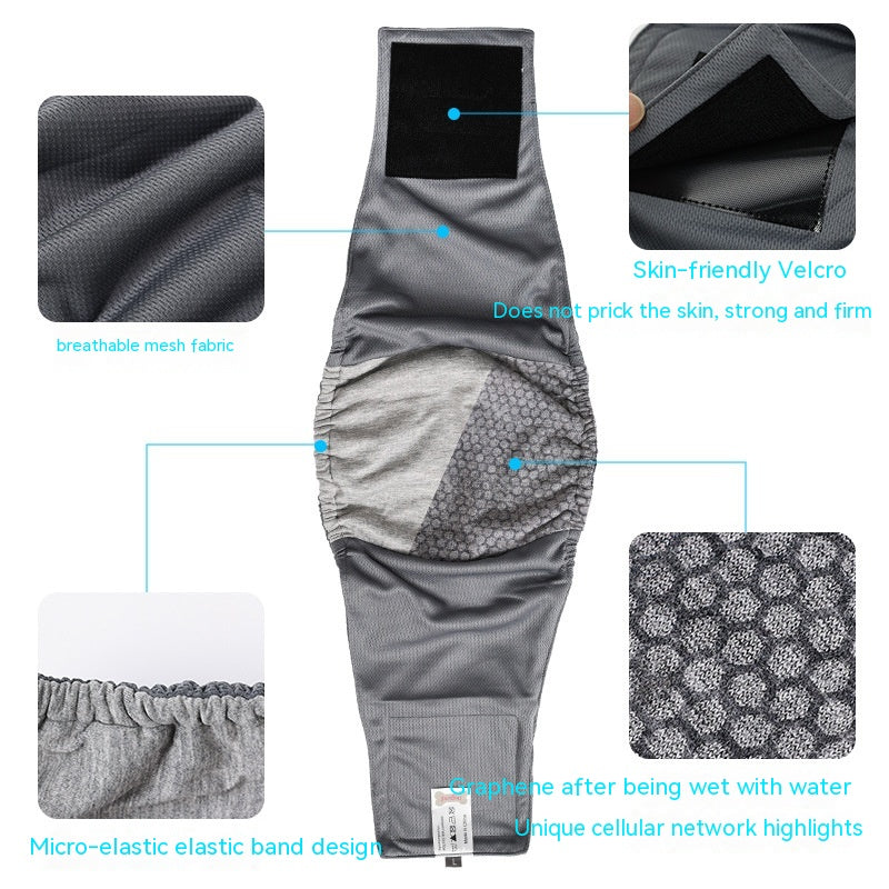 HKM-4771517 Men's Graphene Dog Diaper Bellyband - Comfortable, Casual Design in Black and Gray, Sizes XS-2XL