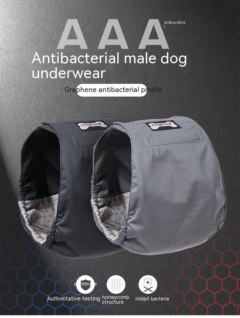 HKM-4771517 Men's Graphene Dog Diaper Bellyband - Comfortable, Casual Design in Black and Gray, Sizes XS-2XL