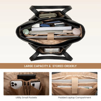 HKM-477203 Luxury Leather Crossbody Tote Bag for Women - Versatile Laptop Handbag