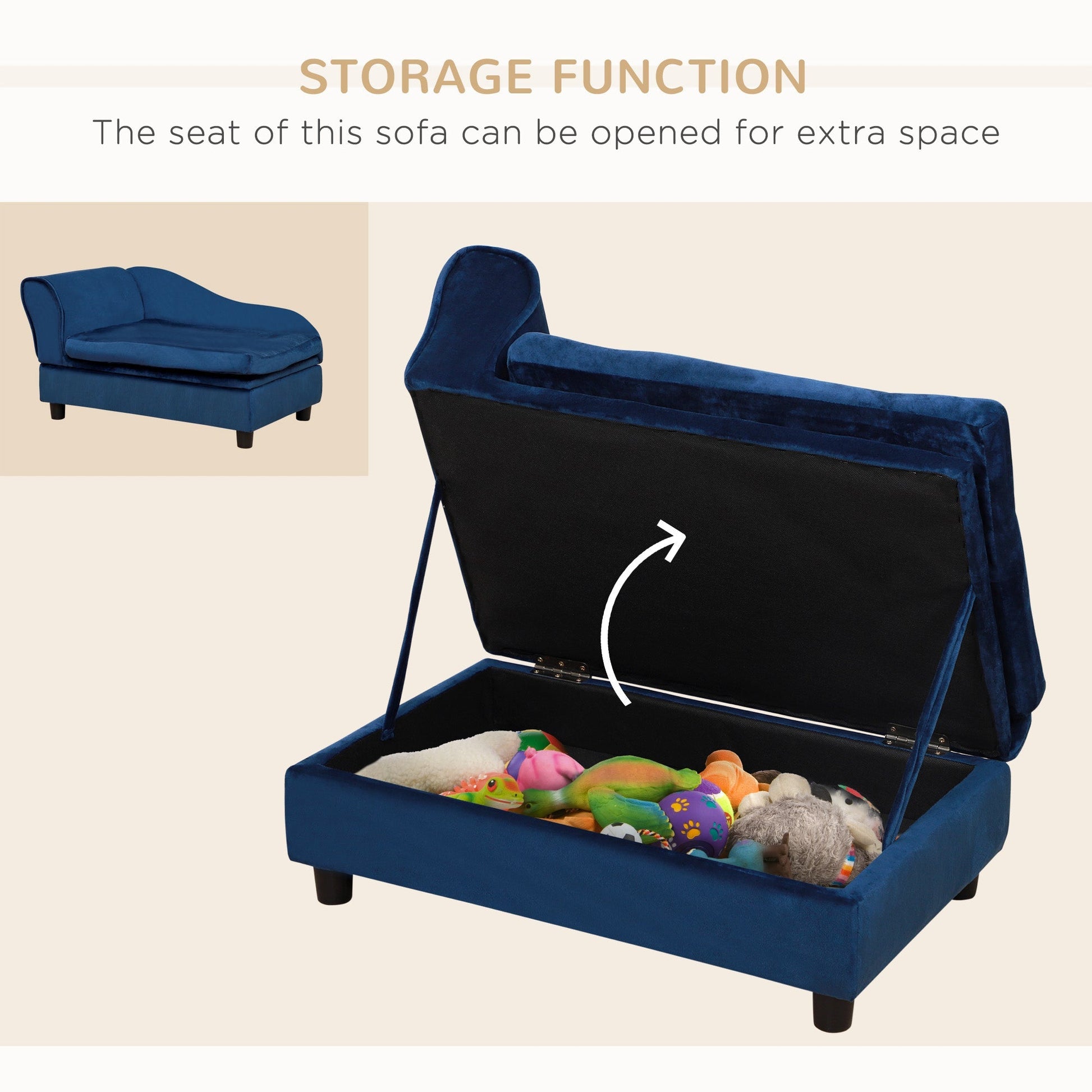 HKM-4772285 Cozy Pet Sofa Bed with Storage for Cats and Small Dogs